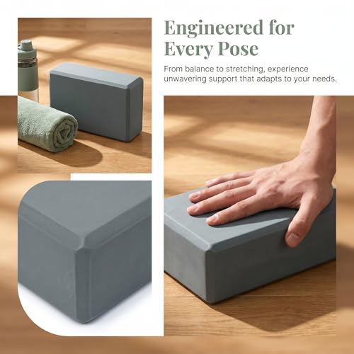Yoga Blocks, EVA Foam Workout Equipment, High Density Foam Blocks with Non-Slip Surface, Beveled Edges for Yoga, Pilates, Stretching, Meditation, Home Gym Essentials, 9" x 6" x 3" - color: Black