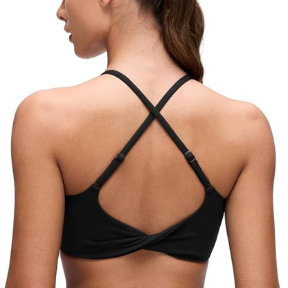 CRZ YOGA Butterluxe Twist Back Sports Bras - color: Black, size: Small