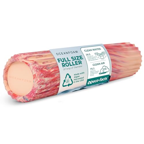 Tidal Roller - Cotton Candy - Muscle Massage Foam Roller for Back Pain & Stretching - Firm and Ergonomic Wide Wave Textured - Yoga, Athletics, & Wellness - Full Size, 20" x 5" - color: Cotton Candy