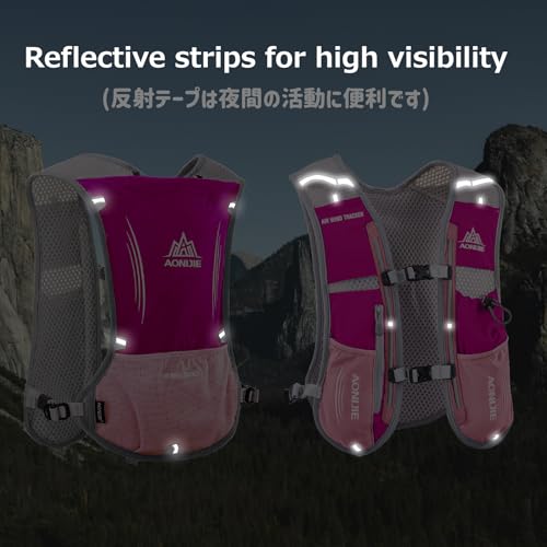 Running Water Bottles Flask BPA Free Leakproof Hydration Vest Packs Waist Belt Replacement for Triathlon Marathon Hiking Cycling Climbing Runner - color: #4 Rose Red (5L) with a 1.5L Hydration Bladder