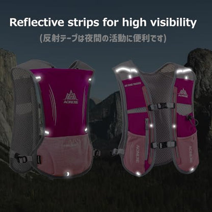 Running Water Bottles Flask BPA Free Leakproof Hydration Vest Packs Waist Belt Replacement for Triathlon Marathon Hiking Cycling Climbing Runner - color: #4 Rose Red (5L) with a 1.5L Hydration Bladder