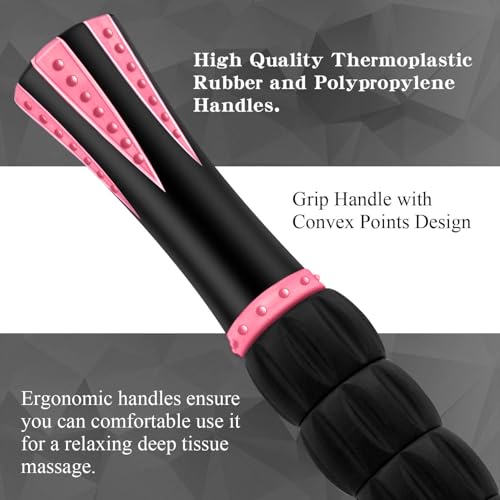 Muscle Roller Stick for Athletes, Massage Roller to Reduce Muscle Soreness, Cramping & Tightness - Legs, Arms, Back & Calves (Black Pink- 18 inch) - color: Pink Black-b