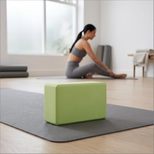 High Density EVA Foam Yoga Block Support and Stability for Stretching, Workout, Pilates at Home and Gym - color: Green