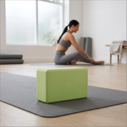 High Density EVA Foam Yoga Block Support and Stability for Stretching, Workout, Pilates at Home and Gym - color: Green