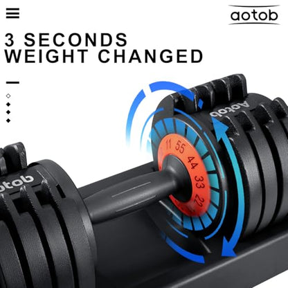AOTOB Adjustable Dumbbell Set 25/55 Lbs (Pair) Set of 2 - color: 55lbs Black-Pair