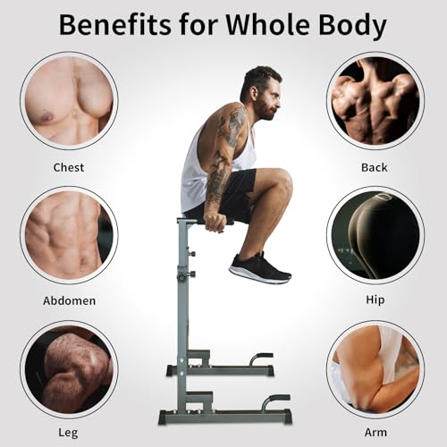 Adjustable Height Dip Bar Station, Heavy Duty Dip Station for Home Gym,Multi-function Dip Station Pull Up Bar Full Body Strength Training Workout Fitness Equipment for Tricep Dips - color: Dip Station