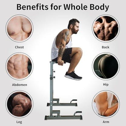 Adjustable Height Dip Bar Station, Heavy Duty Dip Station for Home Gym,Multi-function Dip Station Pull Up Bar Full Body Strength Training Workout Fitness Equipment for Tricep Dips - color: Dip Station