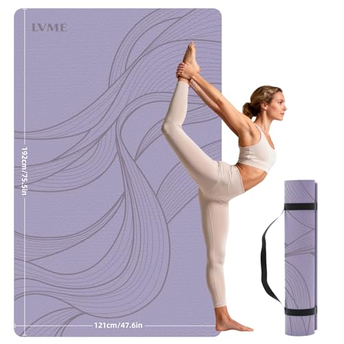 Large Yoga Mat (75.5"x47.6"x0.4"）Extra Wide & Thick 10mm - color: Purple