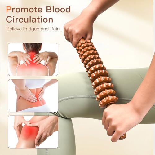 Wood Therapy Massage Tools, Wooden Massage Roller Stick, Lymphatic Drainage Tool, Curved Wood Muscle Massage Roller Used to Relieve Muscle Soreness and Body Shaping - style: Massage Roller