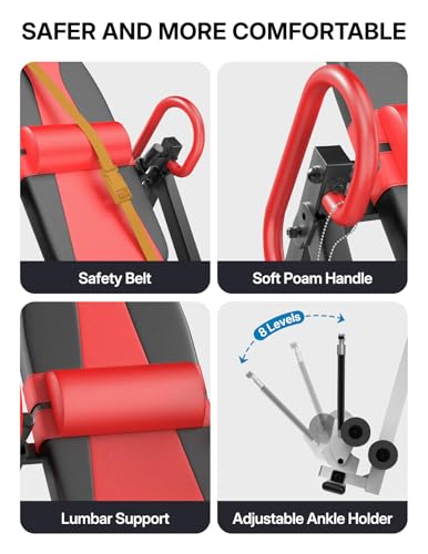 YOLEO Gravity Inversion Table for Back Pain Relief 2026 New Inversion Table w/Lumbar Support Easy to Assemble Back Stretcher Machine 300 lbs