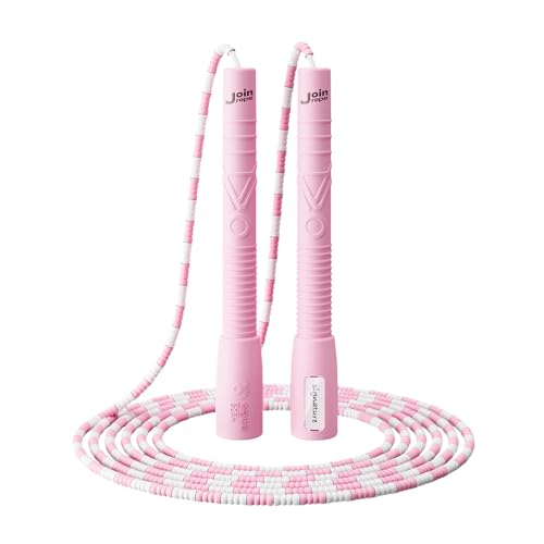 Skipping Rope, Adjustable Beaded Jump Rope with Double Bearing, Jump Rope for Kids at Home Schoel Gym,Tang-Free Flexible and Durable Jumping Ropes for Fitness - color: Pink