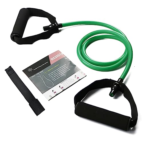 Resistance Bands with Handles, Single Resistance Bands, Exercise Bands with Handles, for Resistance Training, Physical Therapy, Home Workouts, Fitness, Pilates - color: green-30lbs