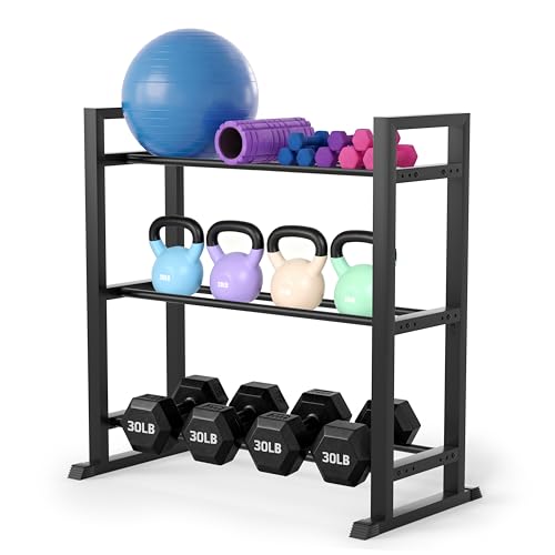 3 Tier Adjustable Dumbbell Rack - Weight Rack for Home Gym Dumbbells to 450 lb Capacity, Dumbbell Storage Rack Stand for Home Gym Dumbbells & Kettlebell
