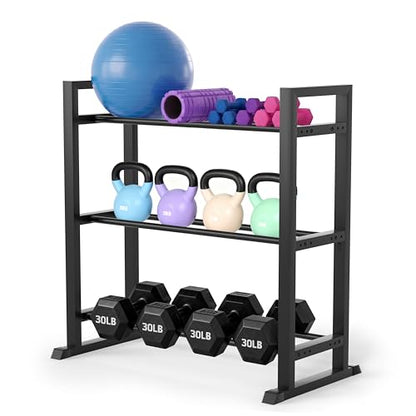 3 Tier Adjustable Dumbbell Rack - Weight Rack for Home Gym Dumbbells to 450 lb Capacity, Dumbbell Storage Rack Stand for Home Gym Dumbbells & Kettlebell