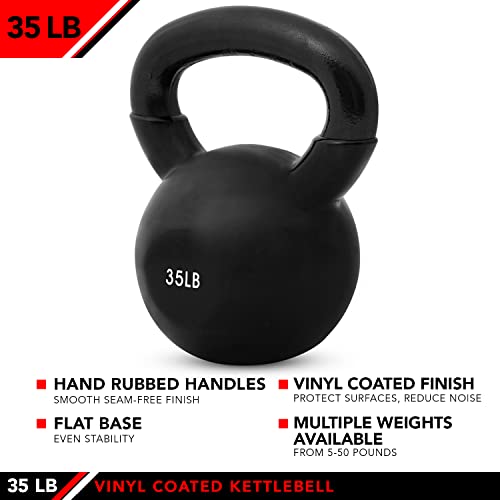 JFIT Kettlebell Weights Vinyl Coated Iron - style: 35lb (Black)