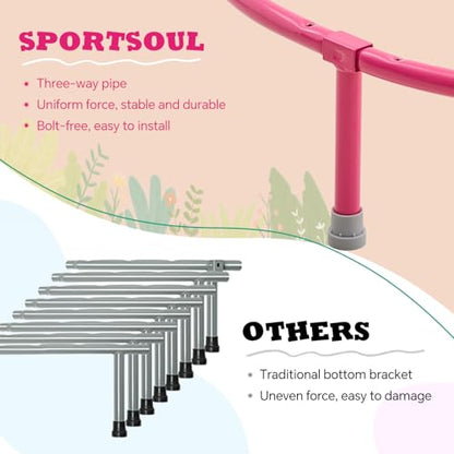 SPORTSOUL Mini Trampoline for Kids 3-6 with Super Safe Foam Handle Bar - color: Pink