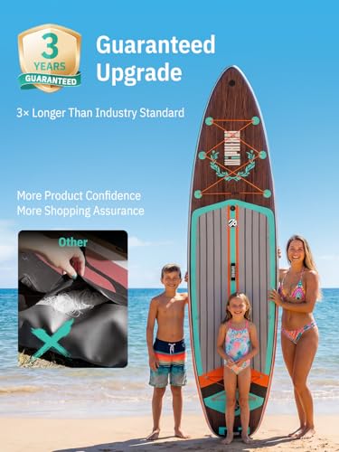 Niphean (Extra Large) Inflatable Paddle Board, SUP for 2+1 People/Family 500lbs Capacity Stand Up Paddle Board with SUP Accessories, StabilTrac Fin Non-Slip Paddleboard for Adults - color: Green