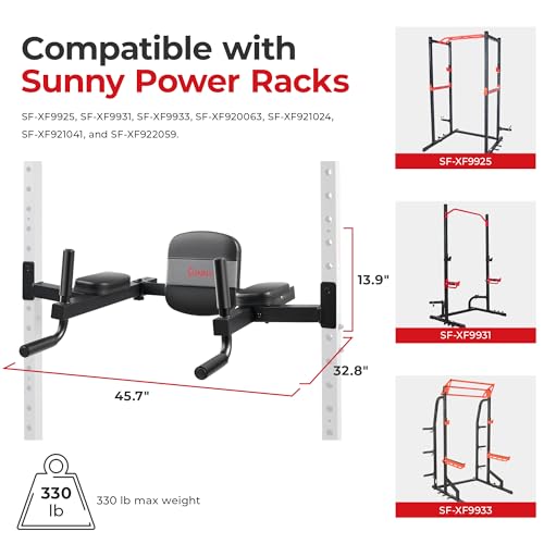 Sunny Health & Fitness Power Cage Squat Rack Upgrade Attachments, Dip Bar, Plate Bar Holder, Belt Squat, J Hook, Lat, Adapter, U Ring, Pull Up Bar, Landmine, Captain's Chair, Tricep Rope For Home Gym - style: Captain's Chair