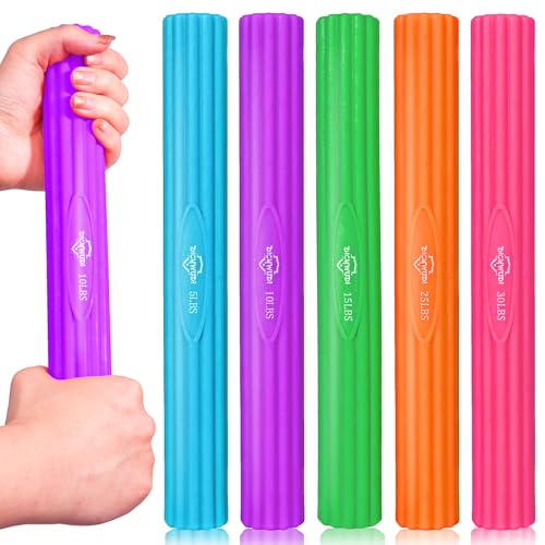 Flex Therapy Bar and Grip Strength Trainers set, Physical Therapy & Resistance Bar for Golfers Elbow, Tendinitis, Wrist,Forearms Pain, Improve Grip Strength and Relieve Pain - color: Blue/Purple/Green/Orange/Pink