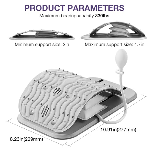 Lumbar Support Board, Lower Back Stretcher for Lower Back Pain Relief Back Cracker with Adjustable Airbag Lumbar Spine Stretcher Spine Decompression Devices, Women Men Lumbar Board for Back