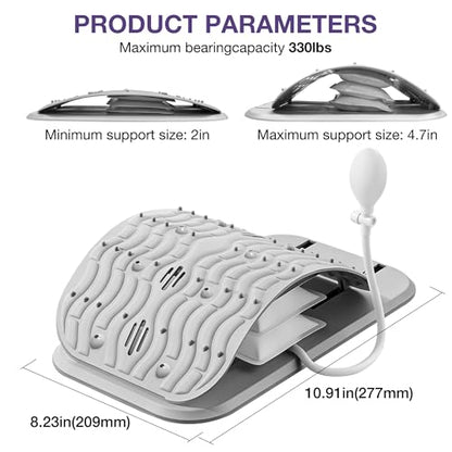 Lumbar Support Board, Lower Back Stretcher for Lower Back Pain Relief Back Cracker with Adjustable Airbag Lumbar Spine Stretcher Spine Decompression Devices, Women Men Lumbar Board for Back