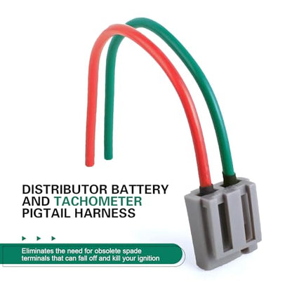 WZP 2PCS HEI Distributor Pigtail Wire Harness, 12V Power & Tach Connector Plug with 7-inch Color-Coded Cables, Compatible with RV Chevy GM HEI 170072