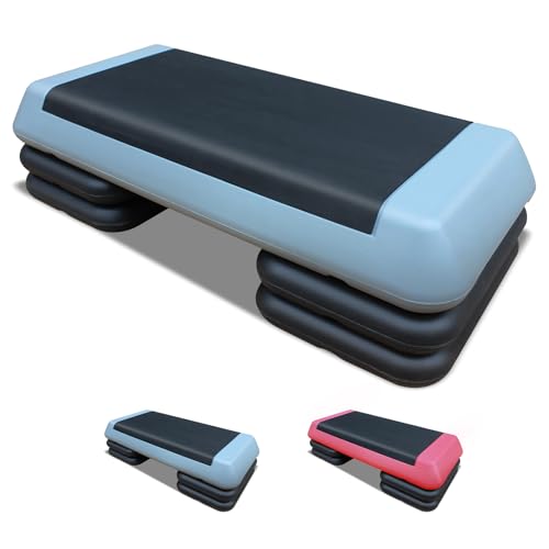 28.5'' Exercise Aerobic Step Platform, 4-6-8inAdjustable Fitness Stepper Workout with 4 Stackable Risers, Aerobics Stepper Workout Stepper for Home Gym Cardio Strength & Training (Red & Gray) - color: Gray, style: 4 Risers