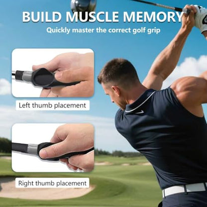 Golf Grip Trainer – Correct Hand Placement Training Aid to Improve Swing Consistency & Muscle Memory, Easy-On Golf Practice Tool #Grey