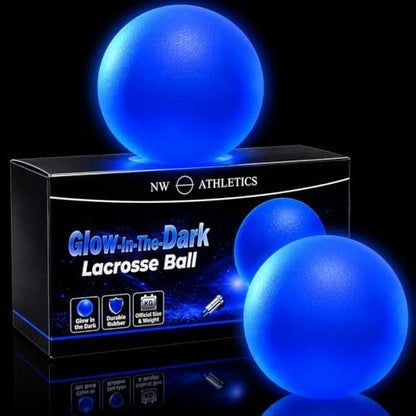 Glow in the Dark Lacrosse Ball | Official Size & Weight | 2 Pack | Night Practice & Training - color: Sky Blue