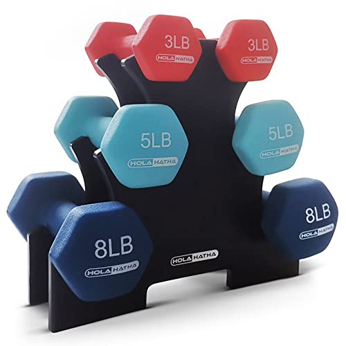 Neoprene Dumbbell Weights Set w/Rack, Home Gym Equipment - Portable Weighted Exercise Dumbbells for Fitness, Training, and Lifting Workouts