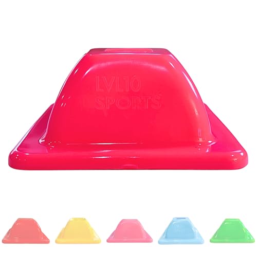LVL10 Pro Training Cones - 2" Mini Soccer Cones for Sports Training - for Basketball, Football, Basketball and Agility Drills - Soccer Field Markers That Won't Crack, Slide or Fly - color: Neon Pink, style: 20 Pack