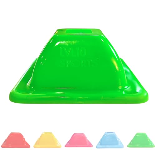 LVL10 Pro Training Cones - 2" Mini Soccer Cones for Sports Training - for Basketball, Football, Basketball and Agility Drills - Soccer Field Markers That Won't Crack, Slide or Fly - color: Neon Green, style: 12 Pack