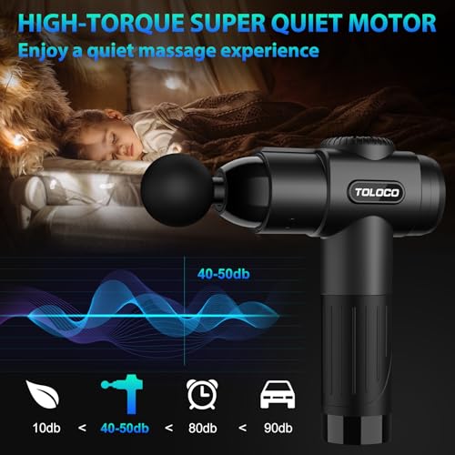 TOLOCO Massage Gun, Deep Tissue Back Massage for Athletes for Pain Relief, Percussion Massager with 10 Massages Heads & Silent Brushless Motor, Fathers Day Dad Gifts, Black