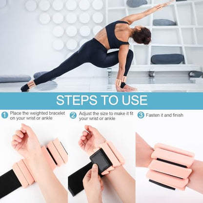 Ankle & Wrist Weights for Women Kids Men - Adjustable Silicone Ankle Weights Set of 2 (1Lb Each), Wearable Arm & Leg Workout Weights Set for Yoga Dance Pilates Cardio Aerobics Walking