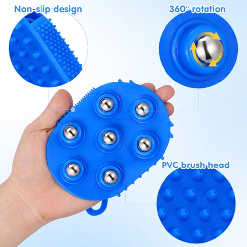 Gadpiparty Palm Shaped Massage Glove 7 Roller Ball Body Brush Handheld Body Massager for Muscle Soreness Relief Cellulite Massage Bath and Full Use