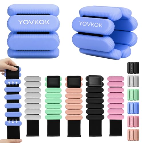 Wrist Weights, Silicone Adjustable Ankle Weights for Women Men - Strengthen Arms and Legs Ideal for for Home Gym Workout, Running, Yoga, Pilates, Barre, Exercise, Strength Training - color: Blue, size: 2 lbs Pair (1lb Each)