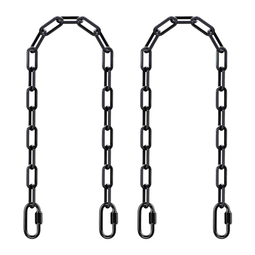 SELEWARE 2 Pack 40 Inch Hanging Swing Chain with 4 Carabiners, 1000LB Capacity Plastic Coated Hanging Chains, Hammock Hardware Kit for Swing, Hanging Chair, Punching Bags, Indoor Outdoor Gym (Black) - color: Black, size: 40" (2 Pcs)