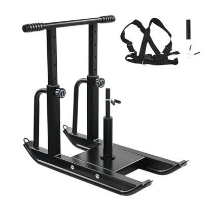 Weight Sled, Fitness Sled, Large Workout Sled Adjustable Height Handle Heavy-Duty Push-Pull Prowler Training for Muscle Building and Explosive Power, Suitable for 1" and 2" Weight Plates
