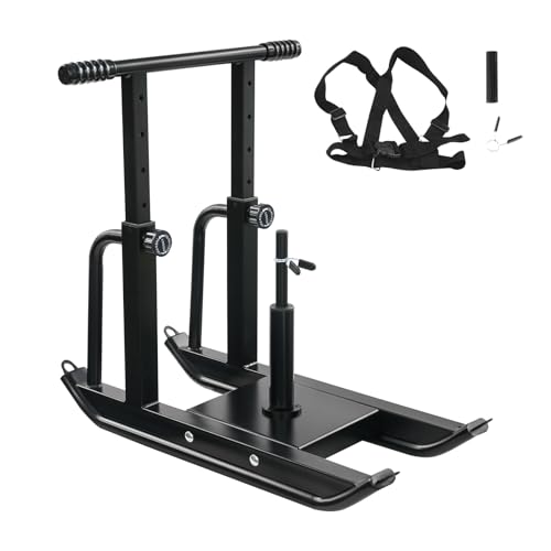 Weight Sled, Fitness Sled, Large Workout Sled Adjustable Height Handle Heavy-Duty Push-Pull Prowler Training for Muscle Building and Explosive Power, Suitable for 1" and 2" Weight Plates