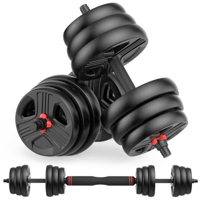 UKEEP Adjustable Dumbbells Set, 20/30/40/55/60/80lbs Free Weight Set with Connector, 2 or 3 in 1 Dumbbells Set Used as Barbell, Kettlebells, Fitness Exercises for Home Gym Suitable Men/Women - style: 20LB (10.0LB Pair)