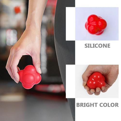 Hemoton Hexagonal Reaction Ball for Hand Eye Coordination Training, Red Large 68mm Silicone Agility Fitness Ball for Indoor Speed and Reflex Exercise