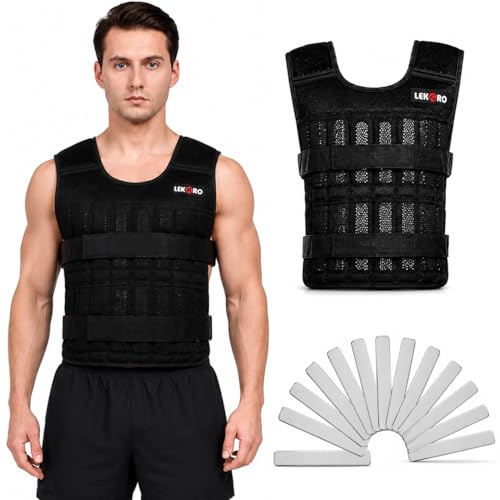 Weighted Vest Set 44LB for Men & Women, Adjustable Workout Weight Vest with Steel Plates, Weighted Training Vest with Wrist Weights and Ankle Weights for Strength Training, HIIT, Rucking & Cardio - color: Adjustable Weighted Vest 22LB
