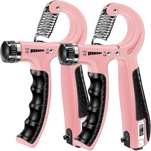Grip Strength Trainer (2 Pack), Forearm Strengthener, Hand Grip Gripper Strengthener, Hand Strengthening Devices, Forearm Exerciser, Finger Wrist Strengthener, Exercisers Squeezers for Strength - color: Pink