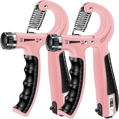 Grip Strength Trainer (2 Pack), Forearm Strengthener, Hand Grip Gripper Strengthener, Hand Strengthening Devices, Forearm Exerciser, Finger Wrist Strengthener, Exercisers Squeezers for Strength - color: Pink