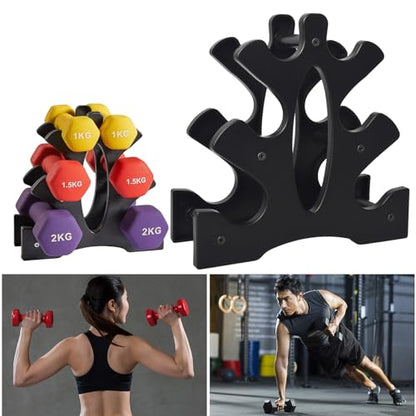 Weight Rack for Dumbbells 3 Tier, Plastic Dumbell Rack, Compact Weight Holders for Free Weights, Space Saver, Small Weight Storage Racks for Home Gym Organization, Max Load 22 lb (Without Dumbbells)