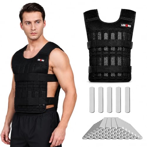 Weighted Vest Set 44LB for Men & Women, Adjustable Workout Weight Vest with Steel Plates, Weighted Training Vest with Wrist Weights and Ankle Weights for Strength Training, HIIT, Rucking & Cardio - color: Adjustable Weighted Vest 44LB