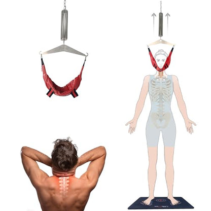 LittleMum Spring-Controlled Cervical Traction System, Sheepskin Halter - color: Red-sheepskin Head Halter