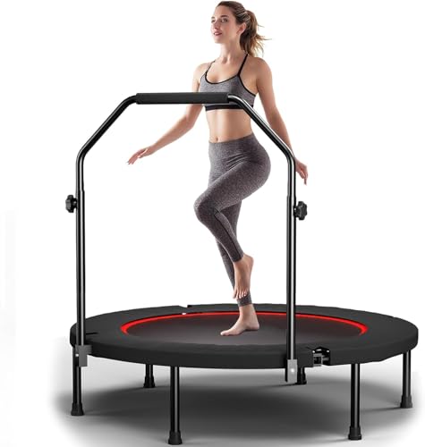 36" Kids Trampoline with Handle, Indoor Mini Trampoline for Kids, Toddlers Small Rebounder Fitness Trampoline for Indoor and Outdoor Use - color: 40inch Blackred