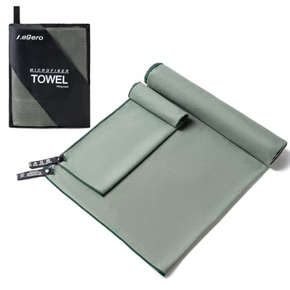 Camping Towel,2 Pack Microfiber Travel Sports Towel,Quick Dry-Super Absorbent-Ultra Compact-Ultra Soft-Lightweight.Suitable for Gym,Yoga,Trip,Beach,Shower,Backpacking,Pool(Army Green)