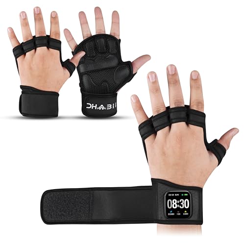Workout Gloves for Men & Women, Smartwatch Compatible Ventilated Gym Gloves with Wrist Wrap Support, Breathable Weight Lifting Gloves for Fitness, Training & Cycling with Excellent Grip - color: Black, size: Small